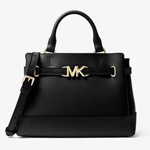 Michael Kors Reed Leather Satchel Crossbody Bag Black